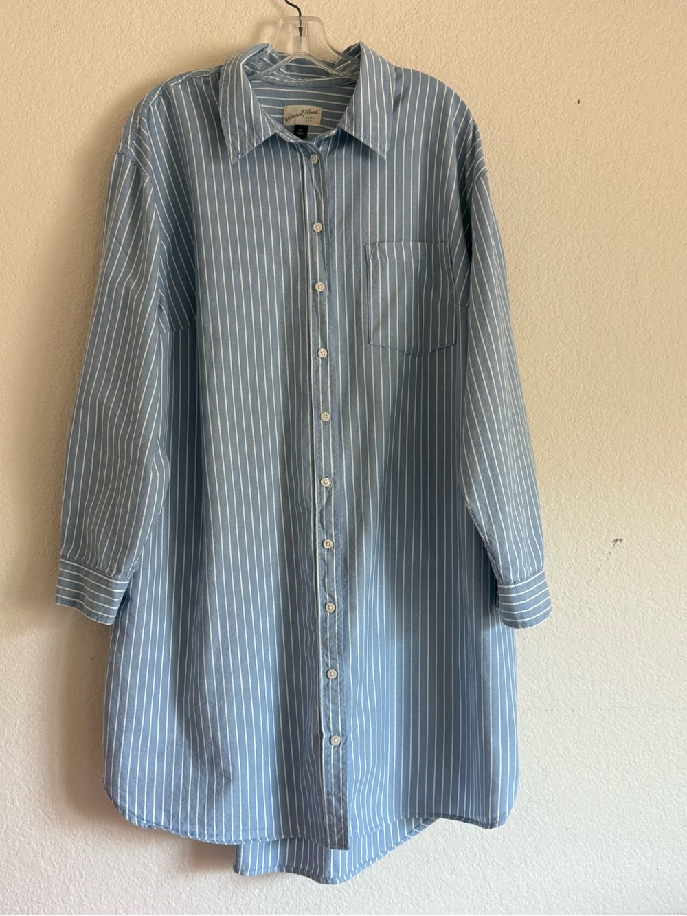 Long Sleeve Mini Shirtdress - Blue Striped XXL - Picture 2 of 7